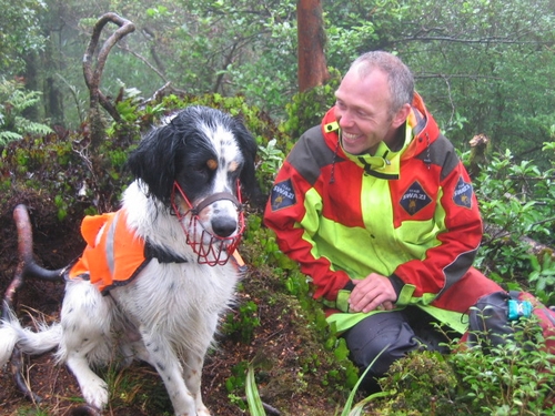 James and kiwi dog, Percy