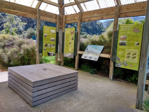 Interior of the Information Kiosk at the top car park. The information panels have all been recently updated.