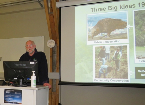 Guest speaker, Jim Lynch, at the lecturn presenting his talk and slideshow at the AGM