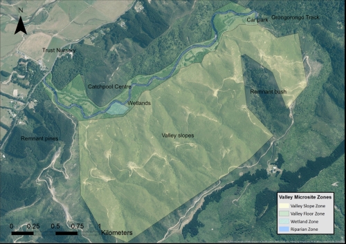 Map of Restoration Zones applying to the revised Catchpool Restoration Project Plan (2018)